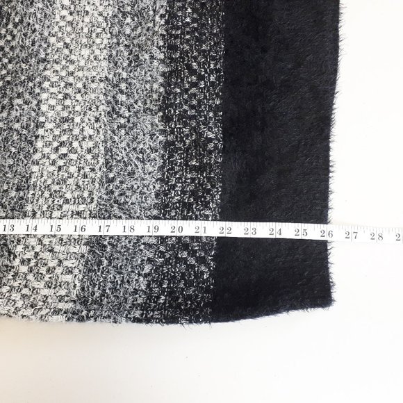 Fuzzy Knit Black Grey Gradient Striped Sweater - Picture 9 of 12